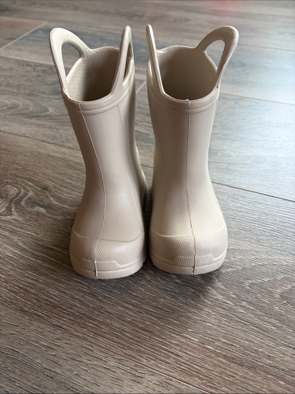 BearPaw Kids Cream Pull-On Rain Boots with Easy Handles